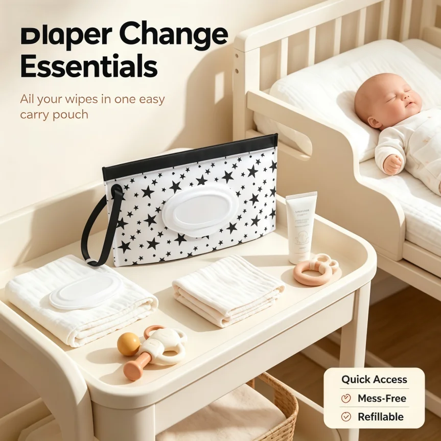 2Pack Portable Baby Wipe Dispenser Lightweight Travel Wet Wipe Holder Reusable Wipes Dispenser Cases for On-the-Go view 6