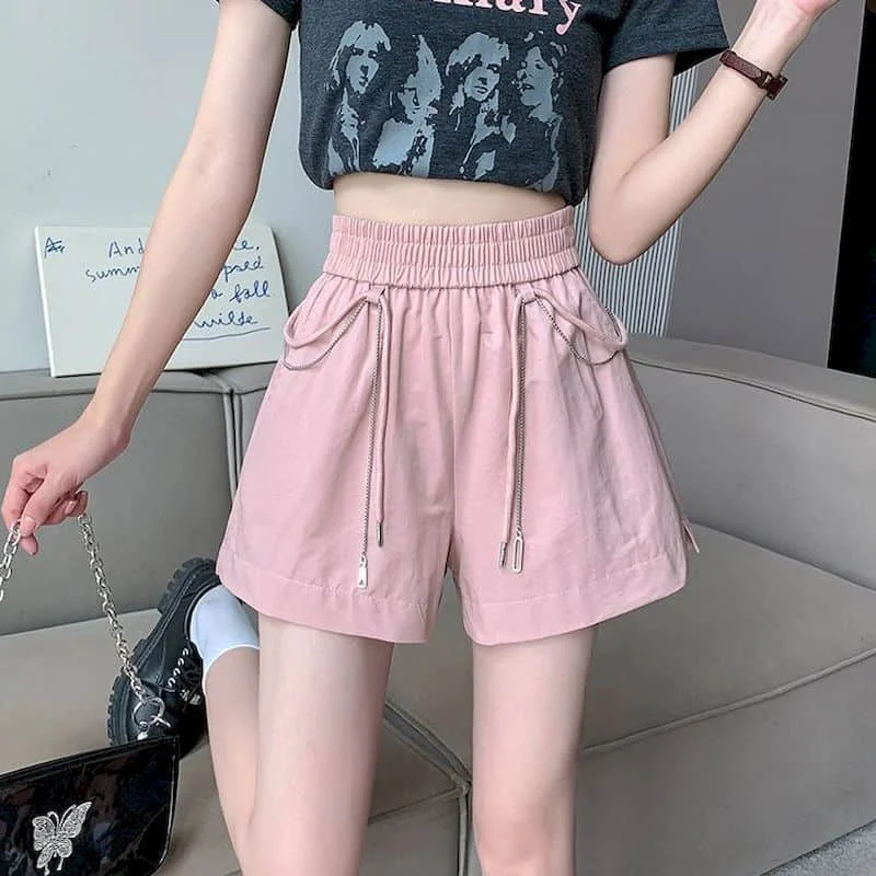 Basic A-line Shorts Women Summer Sale Korean Style Casual Hot Pants Elastic Waist Drawstring Design Sweatpants Women Clothing