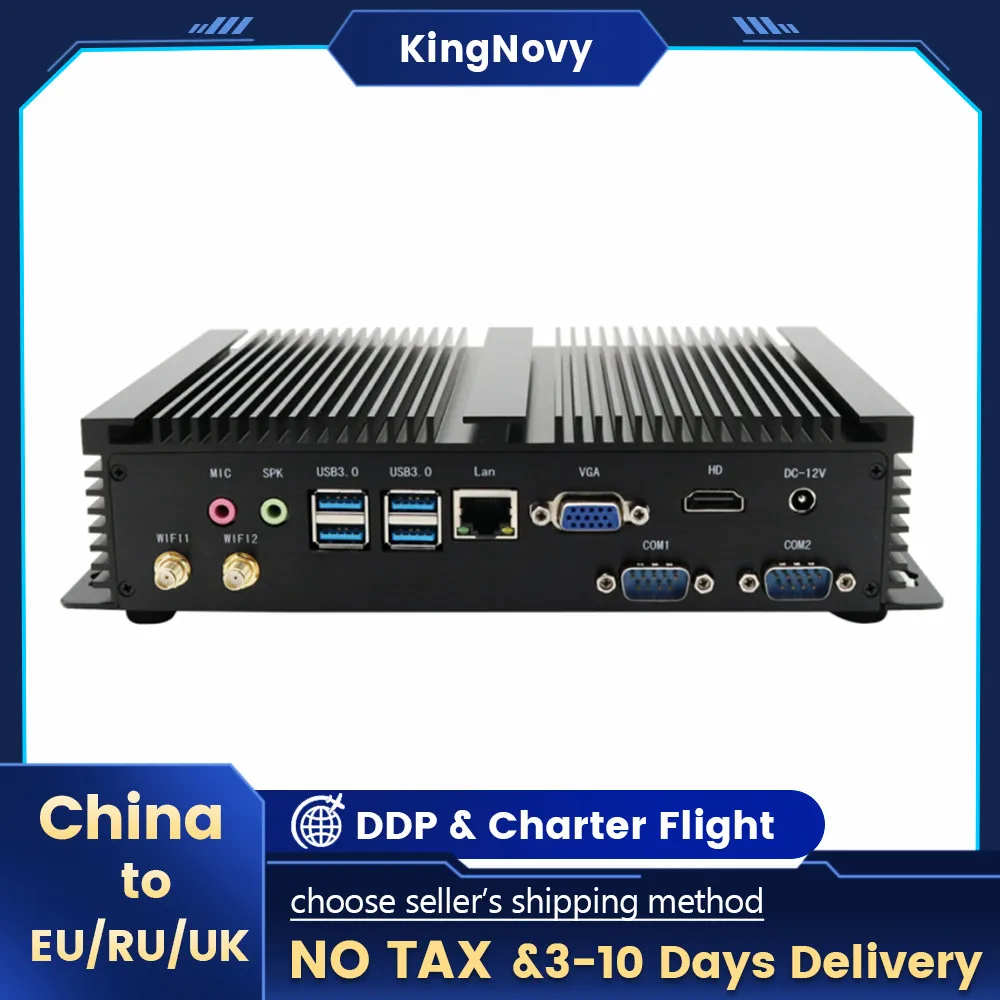 KingNvoy 2*Lans Industrial Fanless Nuc Intel Core i5 i7 Quan Core 2*DDR4 Mini Computer 300M Wifi HDMI VGA WIN10 Pro