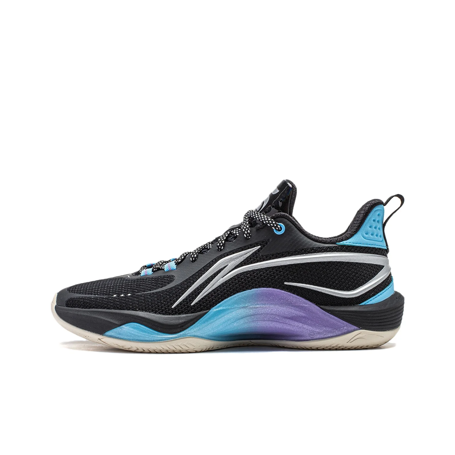 Li Ning Basketball Shoes Unisex Low Top Black/Moon White Blue ABPU001-4