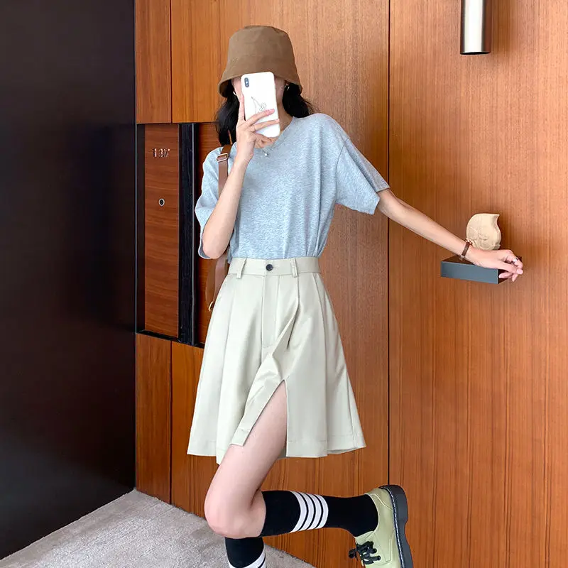 Shorts Women Baggy Summer Ladies Solid Simple Popular Cozy All-match Korean Style High Waist Fashion Mujer Newly Light Soft 2022