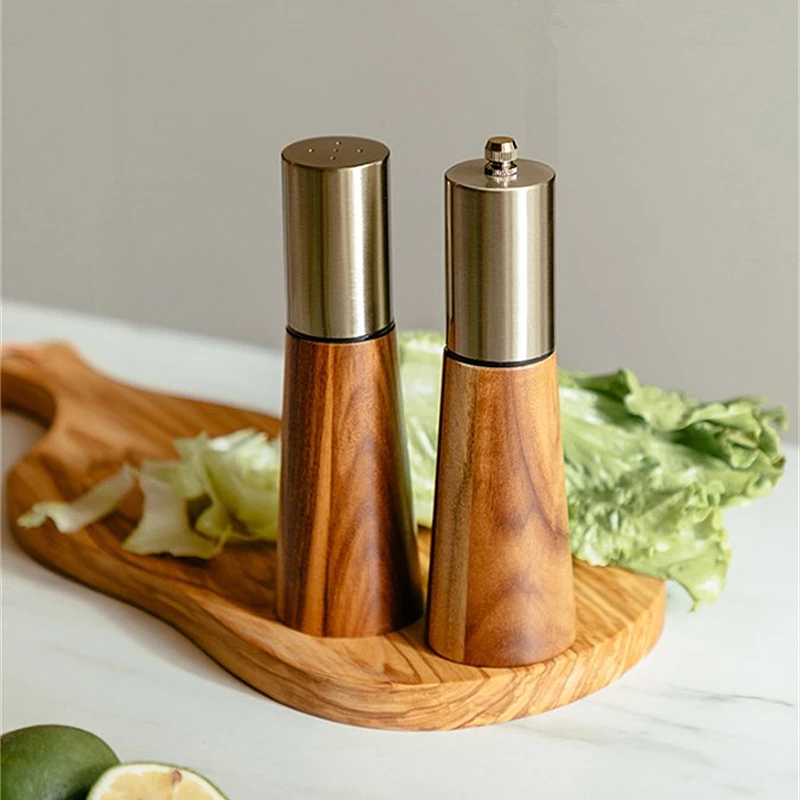 Wooden Pepper Manual Grinder Spice Shaker Coarse Salt Mill Condiment Canister Seasoning Bottle Seasoning Container Kitchen Tools