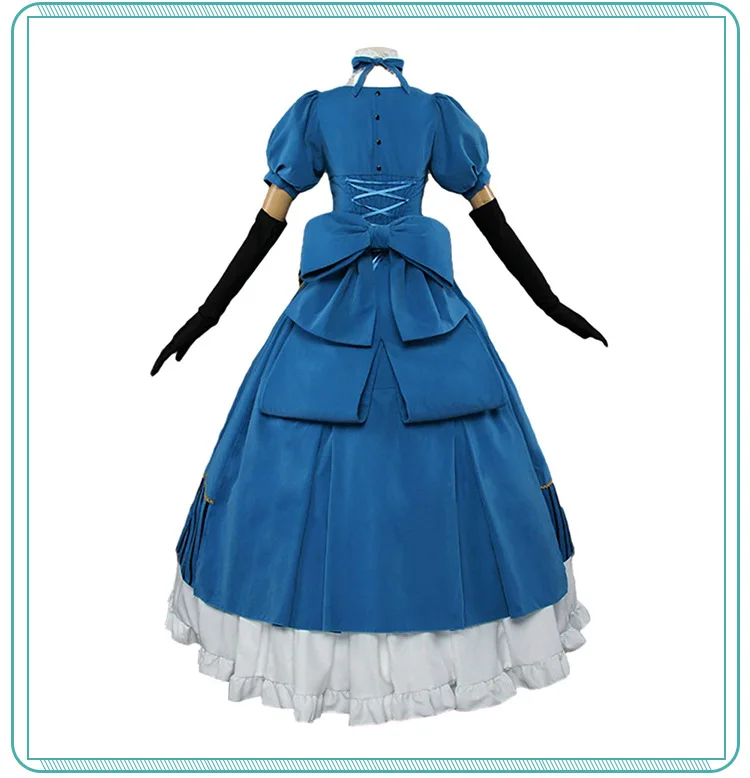 Parrucca unisex Anime Black Butler Elizabeth Coaplay Abito blu Ethel Cordelia Midford Costumi Ballo di Halloween Set da festa Abiti da ragazza