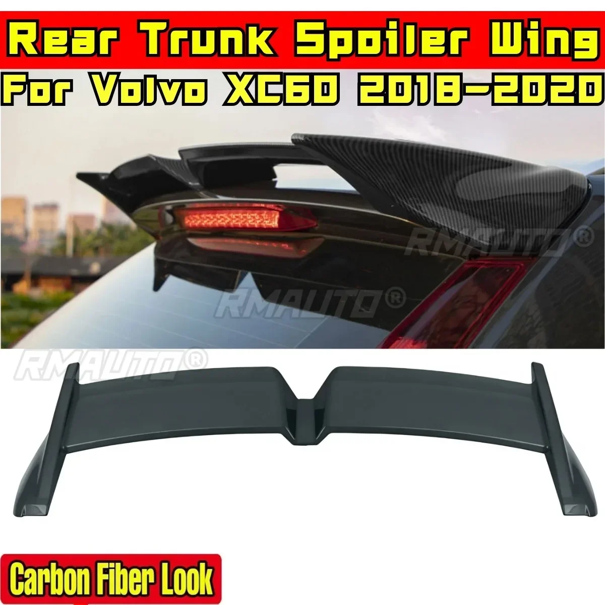 XC60 Body Kit Car Rear Trunk Spoiler Glossy Black Sport Style Rear Trunk Wing For Volvo XC60 2018-2020 Car Accessories