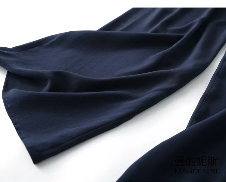 Tcyeek 100% Natural Silk Pants Women Summer Clothes Casual Elastic Waist Wide Leg Pants Solid Color Woman Trousers Streetwear