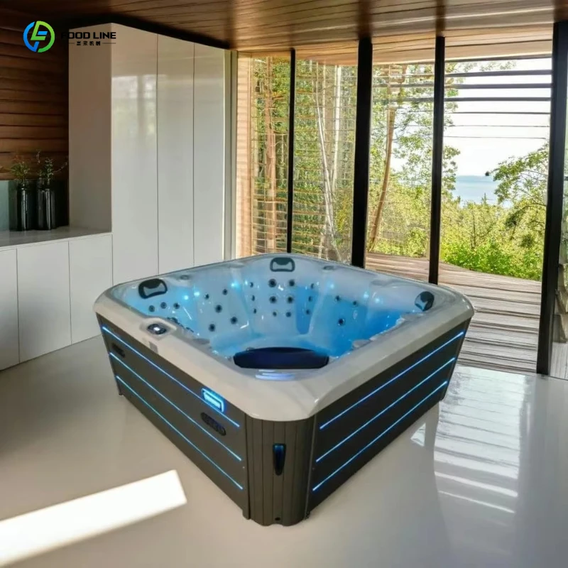 FL Acrylic Portable Inflatable Hot Spa, 130 Bubble Jets Massage Pool, Heated Whirlpool for Deck & Camping