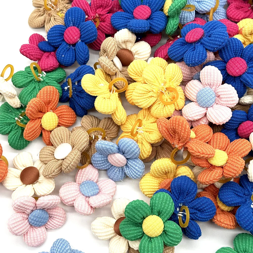 50/100PCS Flower Shape Decoration Cute Dog Hair Bow Dogs Bows Cotton Rubber Bands Dog Supplies Puppy Bowknot Pet Accessories