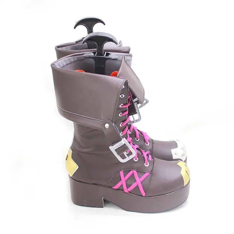 Jogos lol jinx cosplay trajes sapatos femininos adereços de couro do plutônio botas para halloween carnaval festa de natal personalizado