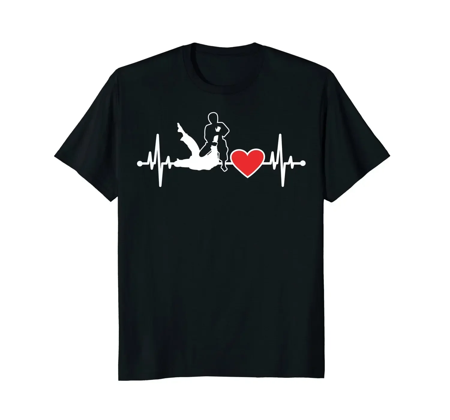 Hot Sale 100% Cotton Funny Ekg Pulse Heartbeat Jiu-Jitsu T Shirt Martial Art Gift Summer Tee Shirt Summer Tee Shirt
