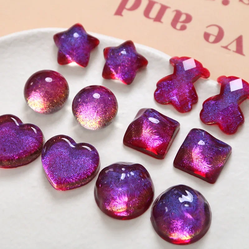 5pcs Dream starry sky high glitter geometric flatback DIY resin accessories earrings charms hairpin mobile phone case material