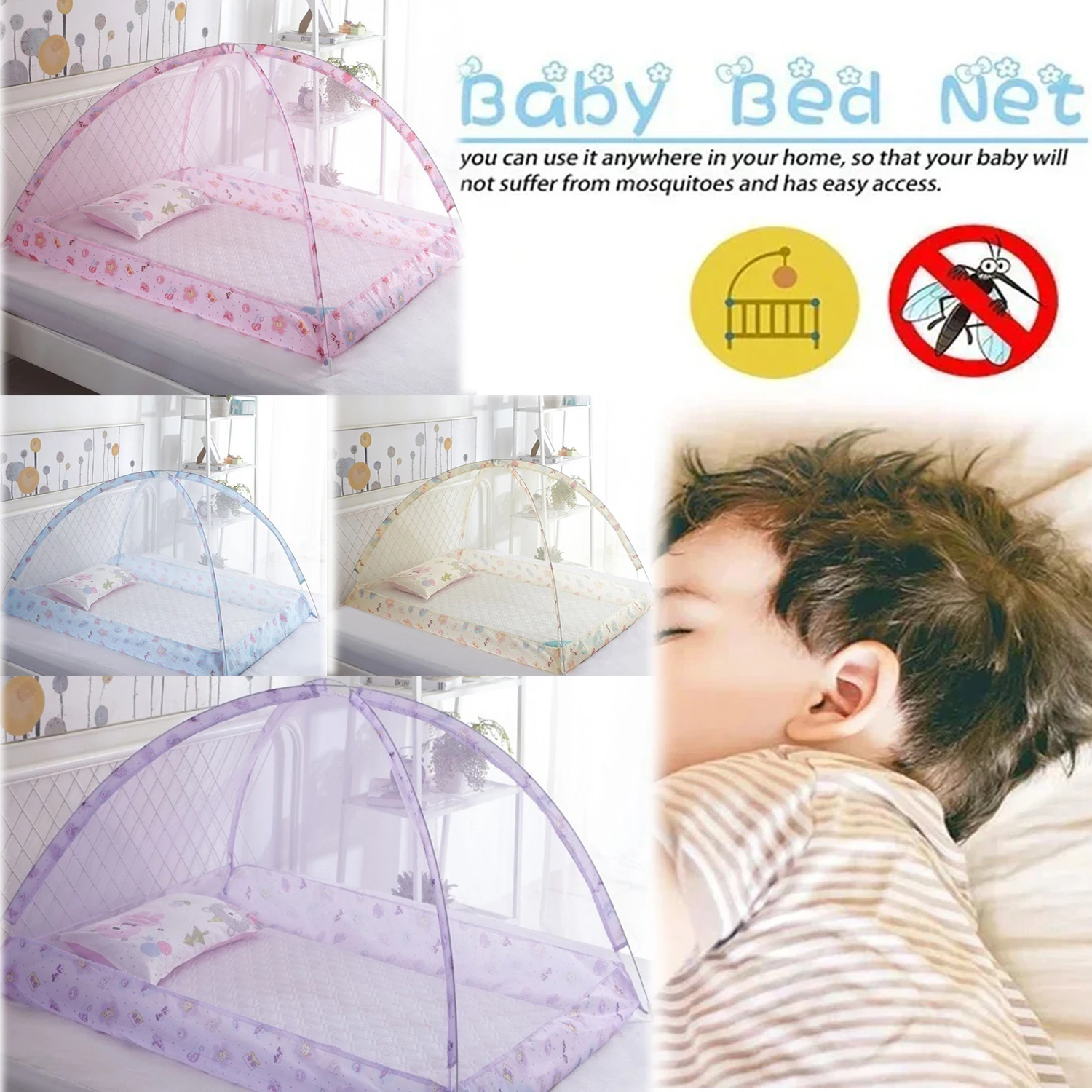 

Children's Bed Portable Mosquito Net Foldable Installation-free Yurt Mosquito Net Crib Floor-standing Mosquito Net Baby Bed Tent