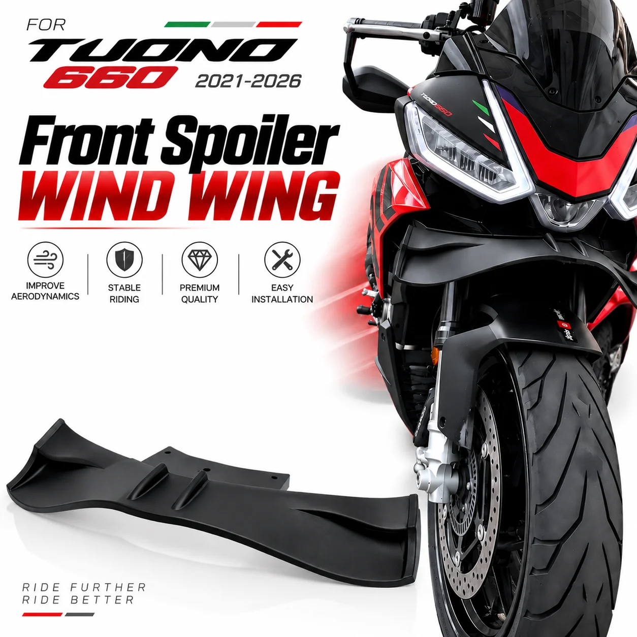 For Aprilia Tuono 660 Front Spoiler Lower Spoiler Lower Lip TUONO 660 2021-2025 2026 GP Wing Downforce Naked Frontal Spoilers