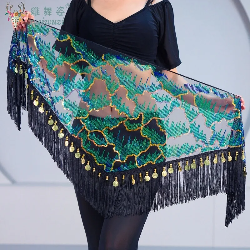 Elegante Buikdans Prestaties Pailletten Kwastje Taille Heup Sjaal Driehoek Sjaal Vrouwelijke Oosterse Dans Praktijk Wikkelrok Kleding