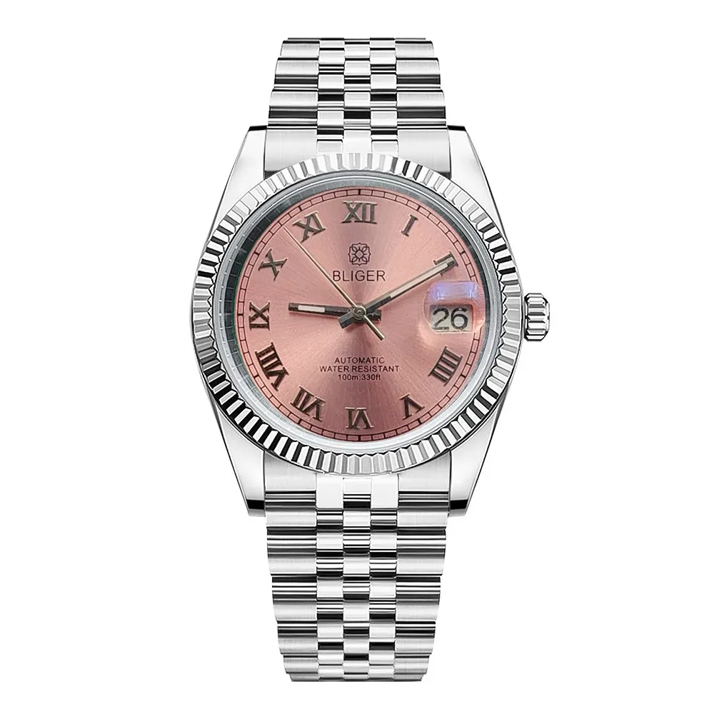 36mm 39mm Sapphire Glass Stainless Steel Watch Dogtooth Log Style NH35 Automatic Movement