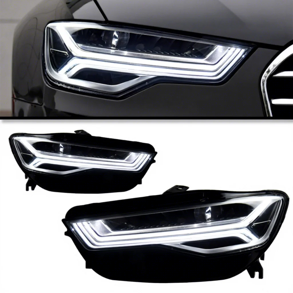 For 12-18 Year Audi A6 C7 Model 12V Headlight Upgrade Assembly Flowing LED Daytime Running Lights Turn Signals Cross-border