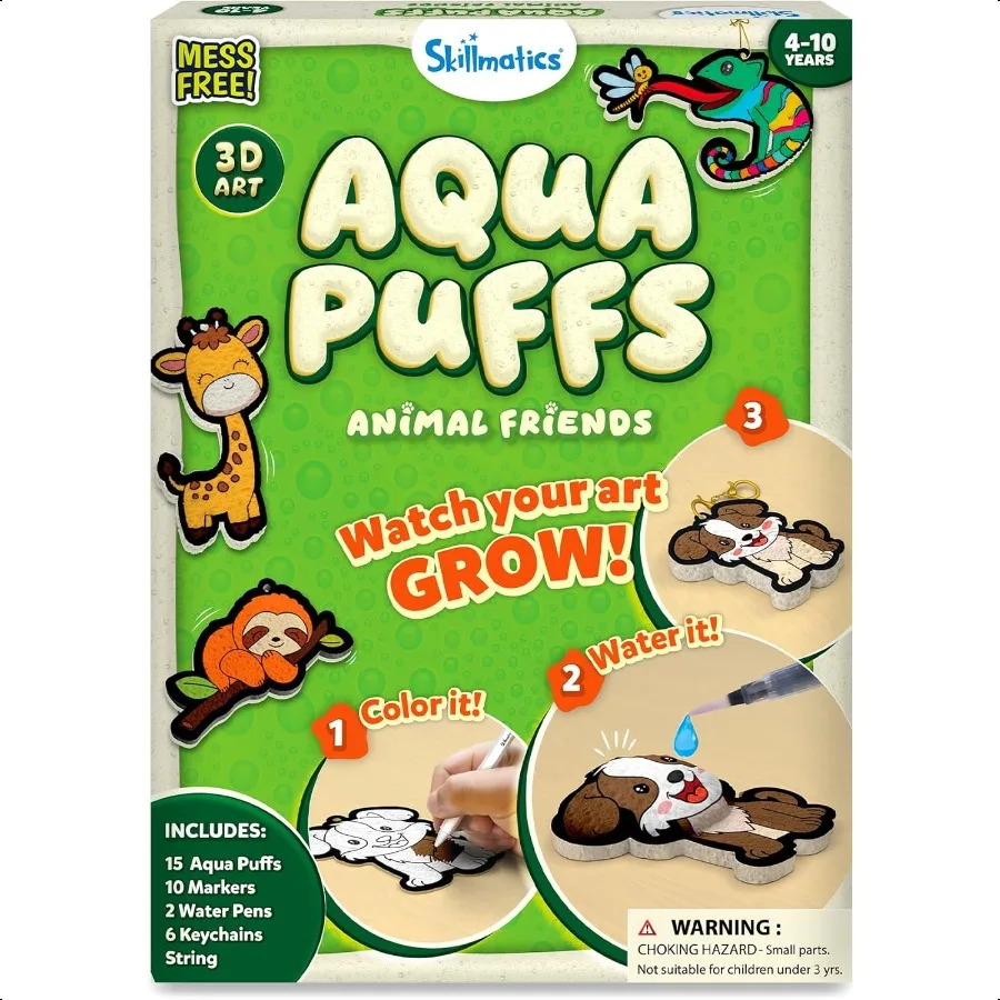 

3D Art Kit Aqua Puffs Animals MFree Paint by Number Craft for DIY Color Iate Activity Travel Creative Gift for Girls Boys Ages