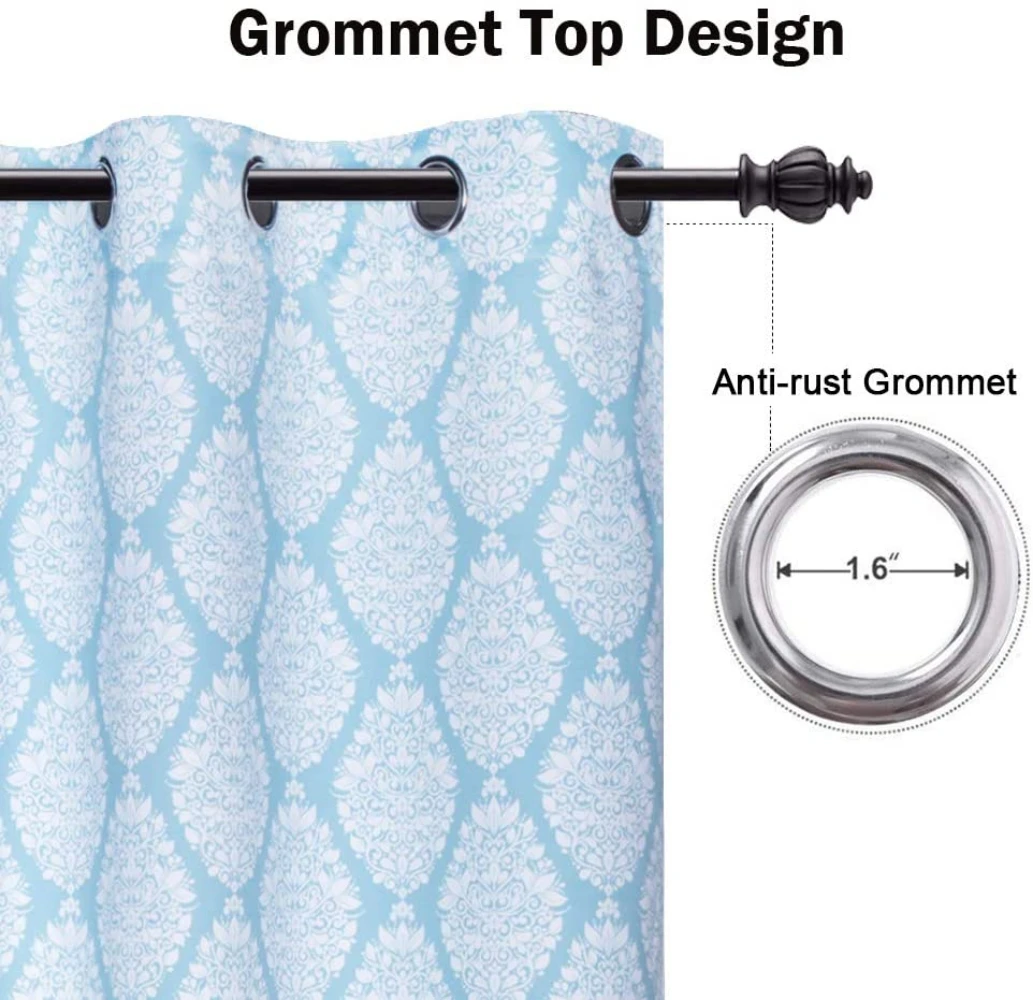 Blackout Curtains Thermal Insulated Light Blocking Grommets Curtain , Baroque 52 in. W x 84 in. L (2-Panel)