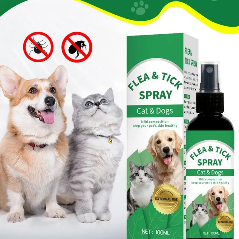 Tick Spray for Dogs 100ml Dog Tick Liquid Tick Prevention and Protection Portable Dog Deworming Liquid for Dogs Cats