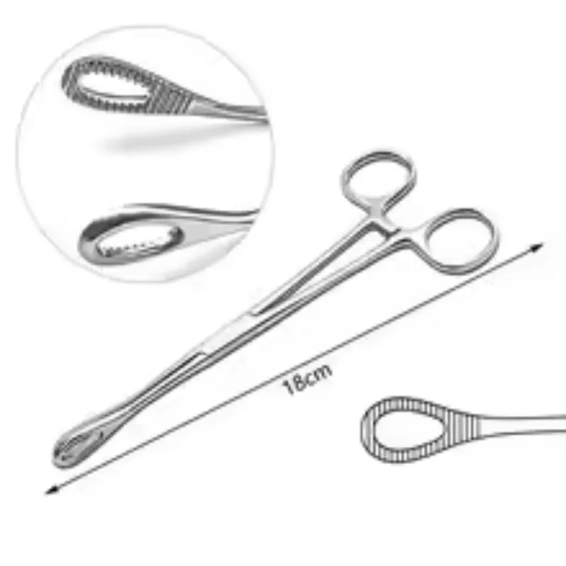 1 Pcs Toothed Oval Cervical Forceps Surgical Tissue Forceps Stainless Steel Hemostatic Instruments Open Closed Needle Ball Clamp - Image 5