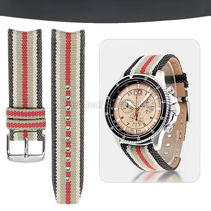 Para personalidad Burberry Compatible BU7600 7601 7602 correa de reloj de cuero de lona de nailon genuino Burberry 22mm correa de reloj