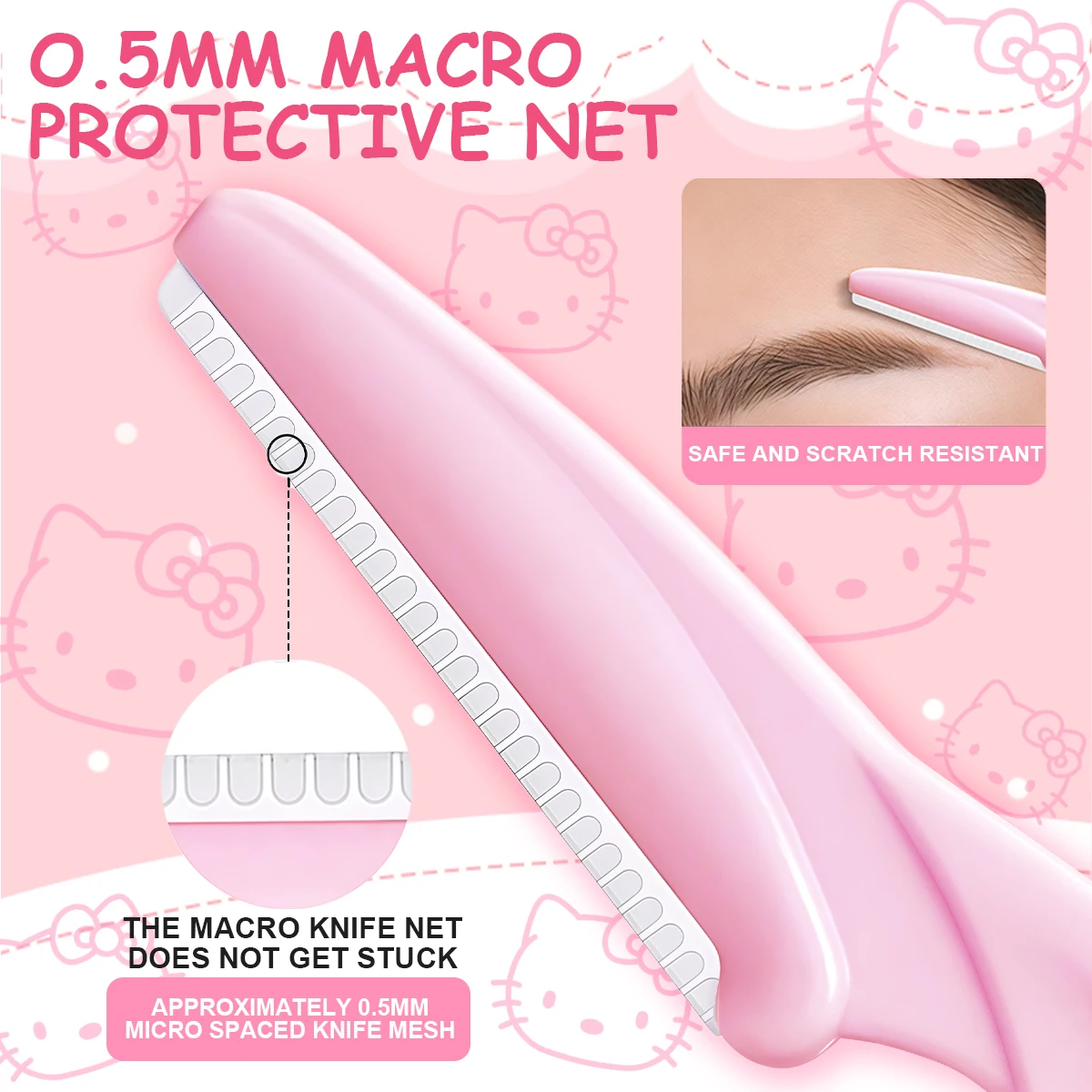 MINISO HelloKitty Series Zestaw 5 noży do brwi - Markowy trymer do brwi HelloKitty, anty-zadrapaniowy, do makijażu