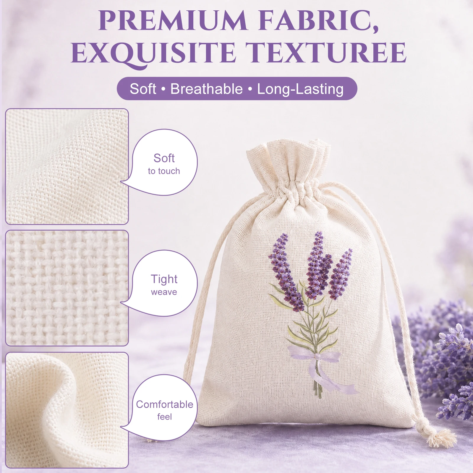 20pcs Empty Sachets Bag Drawstring Cotton Cloth Lavender Air Fresheners Purse Fragrance Storage Bag Indoor Car Deodorizing