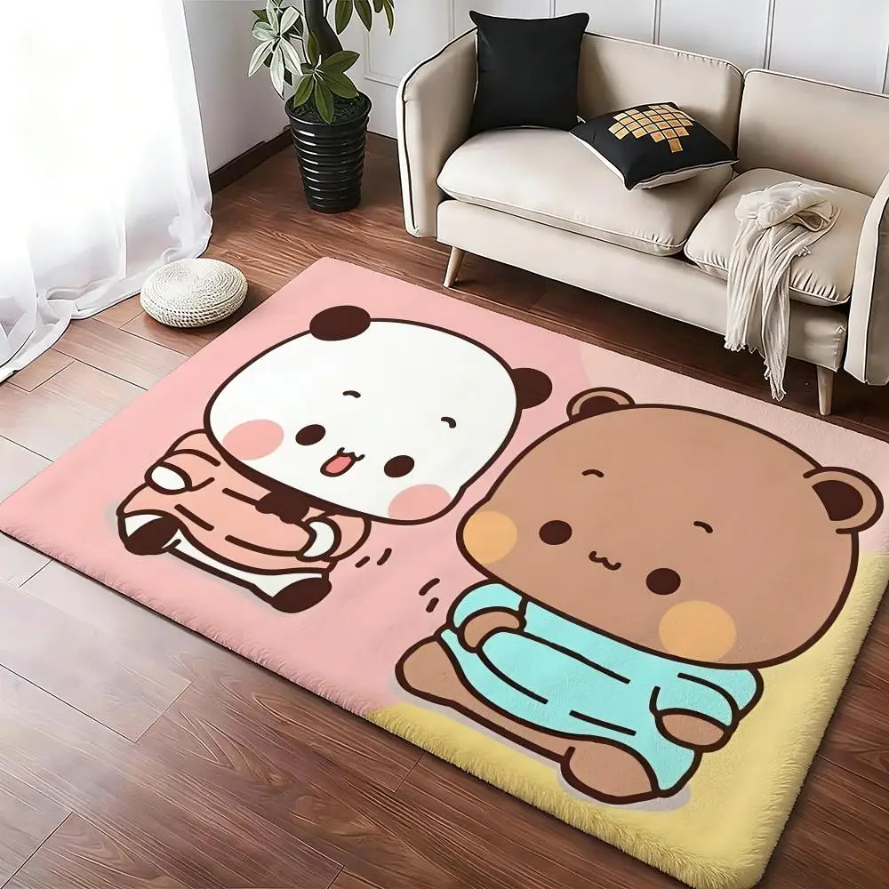 Bubu and Dudu Cute Floor Mat Cozy Flannel Soft Thick Non-Slip Mat for Living Room Bedroom Kitchen Decor Rugs