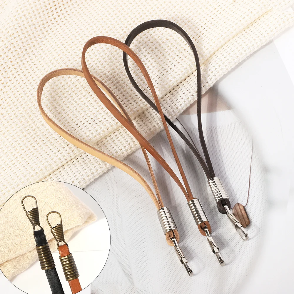 Vegetable Tanner Leather Clutch Bag Strap Silver Bronze Buckle Handbag Handle Replacement For Women Wallet Purse Wrist Bag Belt