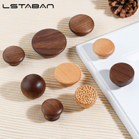 Walnut Wood Minimalist Cabinet Door Handle Beech Single Hole Round Kitchen Cabinet Knob Cupboard Wardrobe Furniture Drawer Pulls