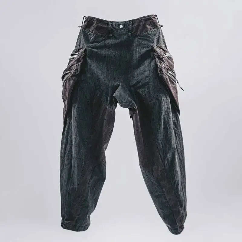 HKSH Spring Summer New Color Contrast Waste Land Techwear Pockets Adjustable Zipper Safari Style Man Dark Ins Cargo Pants HK5049