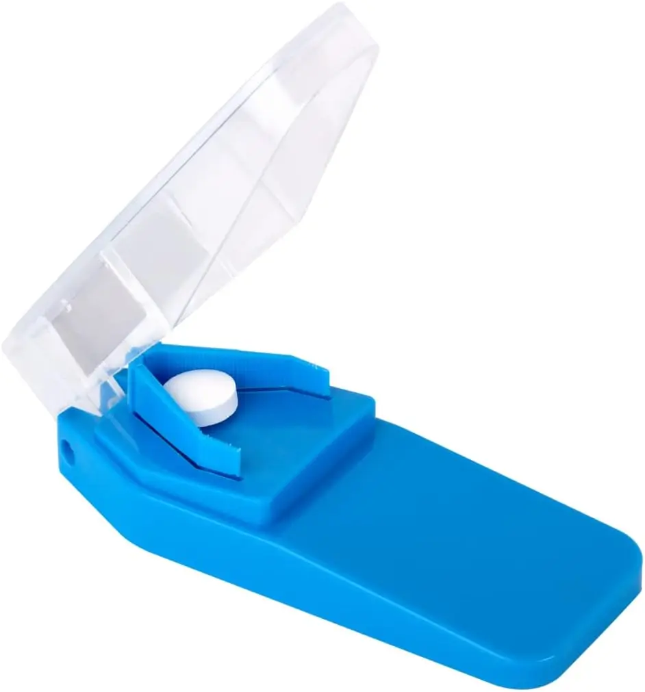

Pill Cutter and Splitter, Stainless Steel Blade, Cuts Large, Small and Tiny Pills, Vitamins, Tablets, Travel Size, BPA Free