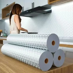 300cm Modern Kitchen Oil-proof Self Adhesive Sticker Aluminum Foil Kitchen Stove Cabinet Self Adhesive Wall Sticker DIYWallpaper
