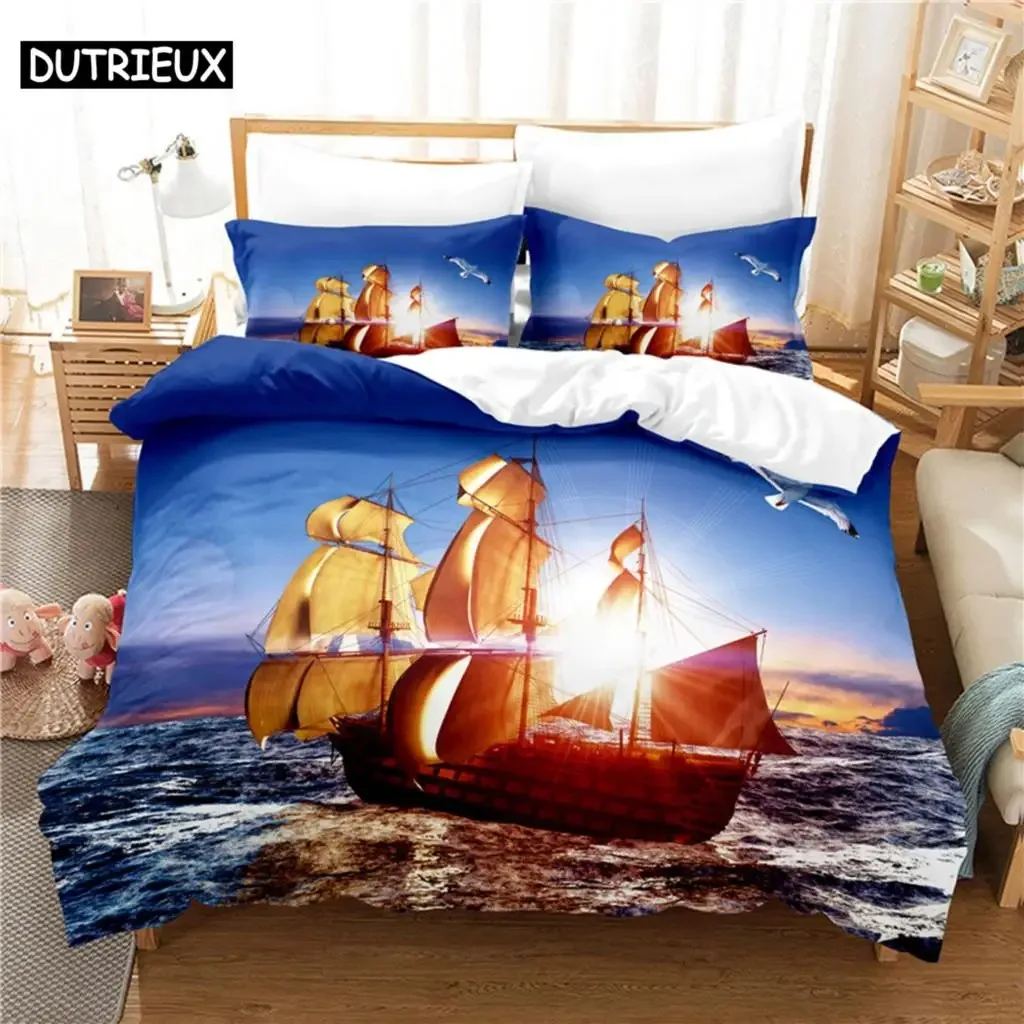 Seagoing Ship Bedding Set Duvet Cover Set 3d Bedding Digital Printing Bed Linen Queen Size Bedding Set Fashion Design