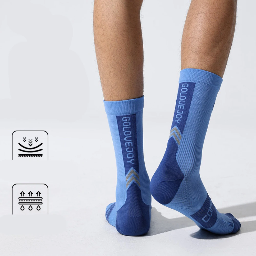 High Quality Nylon Cycling Socks Wear-Resistant Soft Breathable Thick Sports Socks Anti Slip Sweat Absorbing Football Socks