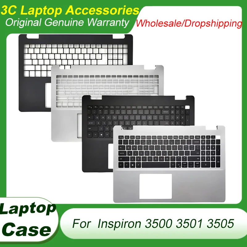 New Laptop US Keyboard For DELL Inspiron 3500 3501 3505 0KGHJK 0VJ342 01FPW2 0JHW9R Palmrest Top Case Upper Cover Silver Black