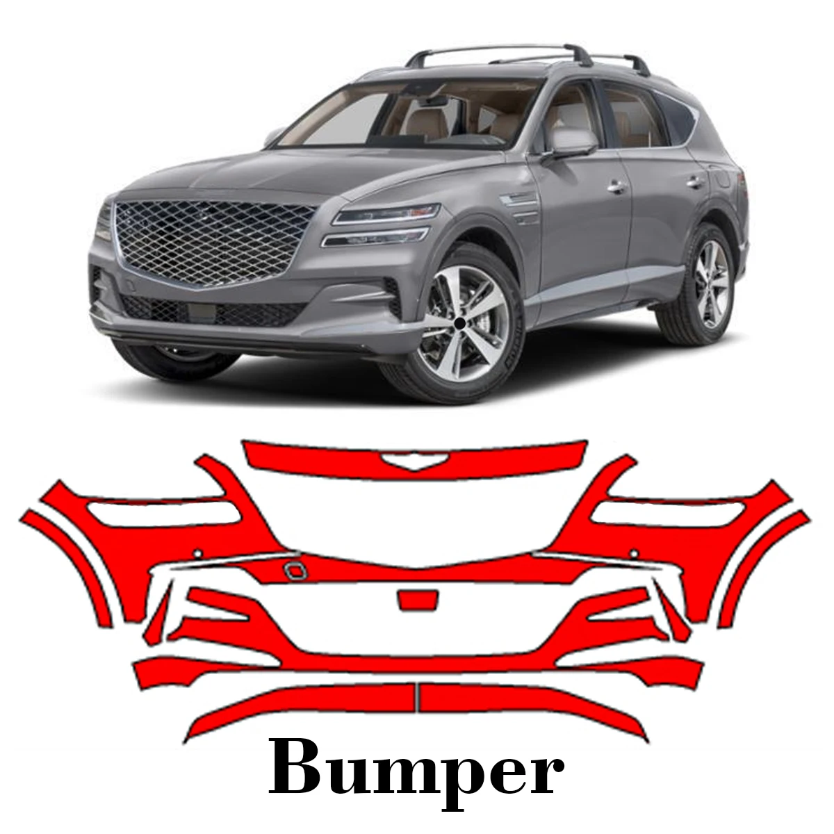 

Car Precut Paint Protection Film Front Bumper Anti-scratch Exterior TPU PPF For Genesis GV80 2021-2024