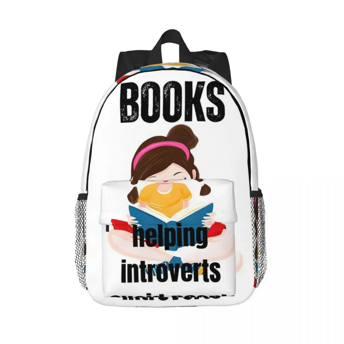 Books Helping Introverts Avoid People Backpacks Teenager Bookbag Casual Children School Bags Laptop Rucksack Shoulder Bag