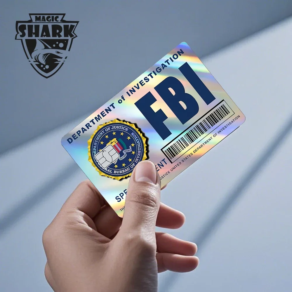 Magic Shark Evil FBI Holographic Laser Shinny Money Credit Bank Debit Film Skin Sticker Cover No Fade