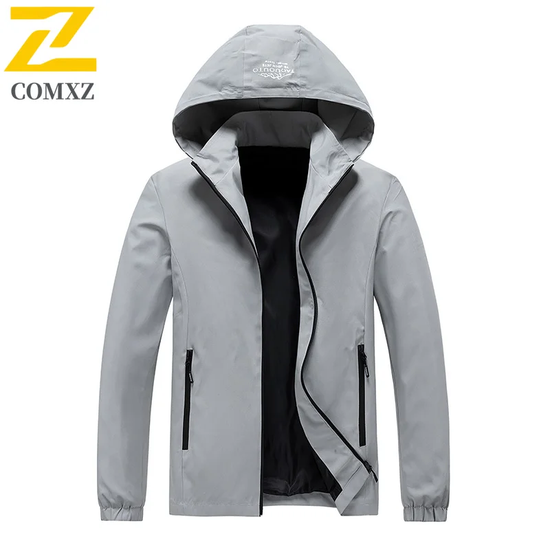 

Gorpcore Men Hooded Jackets High Quality Casual Solid Color Zipper Pocket Windbreaker Jacket Autumn Sports Running Hooded Coat