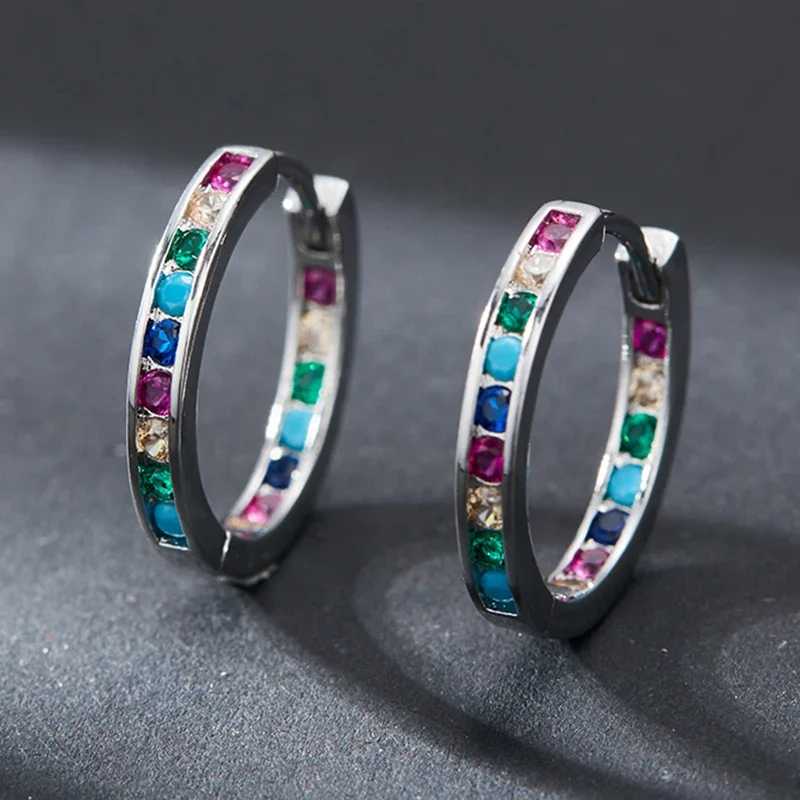 Europe and The United States Fashion Color Inlaid Zirconia Pendant Earrings for Women with Exquisite Jewelry Accessories