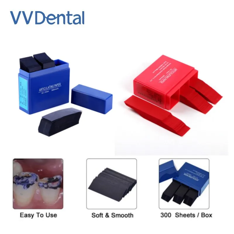 

VV Dental 300 листов синие/красные шарнирные бумажные полоски стоматология материал для отбеливания зубов полости рта двусторонние полоски для укусов