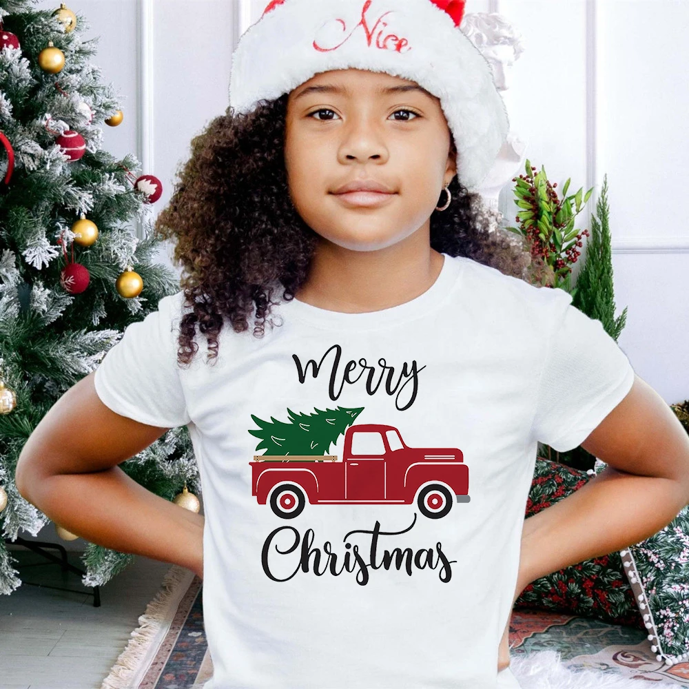 

Merry Christmas Print Fashion Children Clothes Baby Boys Girls Short Sleeve T-shirt Kids Graphic Tee Xmas Holiday T Shirts Gifts