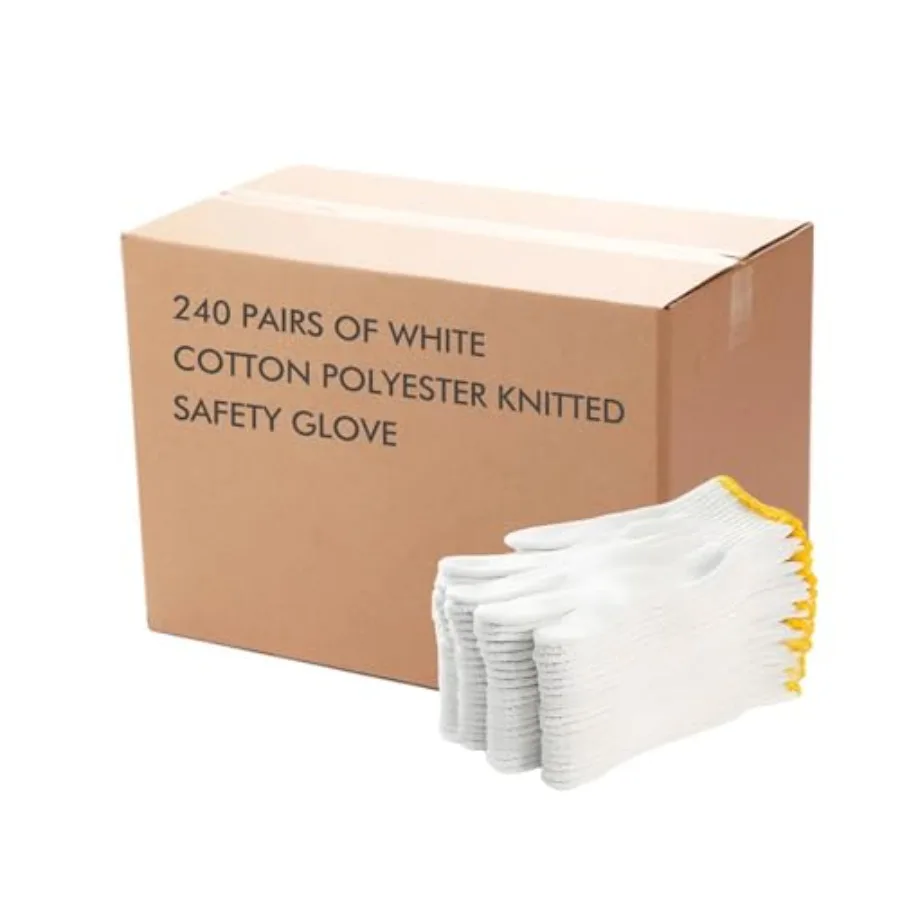 

Unisex white cotton polyester knitted safety gloves for gardening warehouse and cooking work 12 36 240 pairs