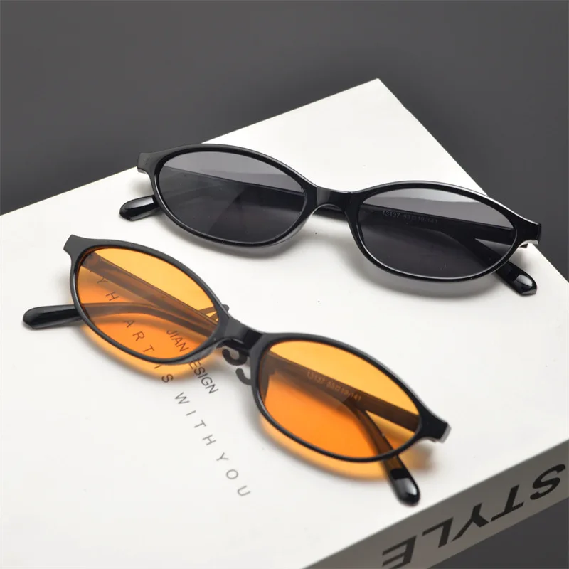 New Retro Oval Cat Eye Sunglasses for Women Y2k Trendy Small Narrow Sunnies 90s Designer Sun Glasses UV400 Gafas De Sol view 6