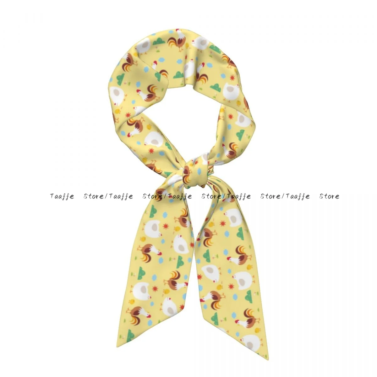 Fake Silk Scarf Women Hair Band Cartoon Chicken Headdress Accessories Lady Scarf Ribbon Neck Ties for Bag