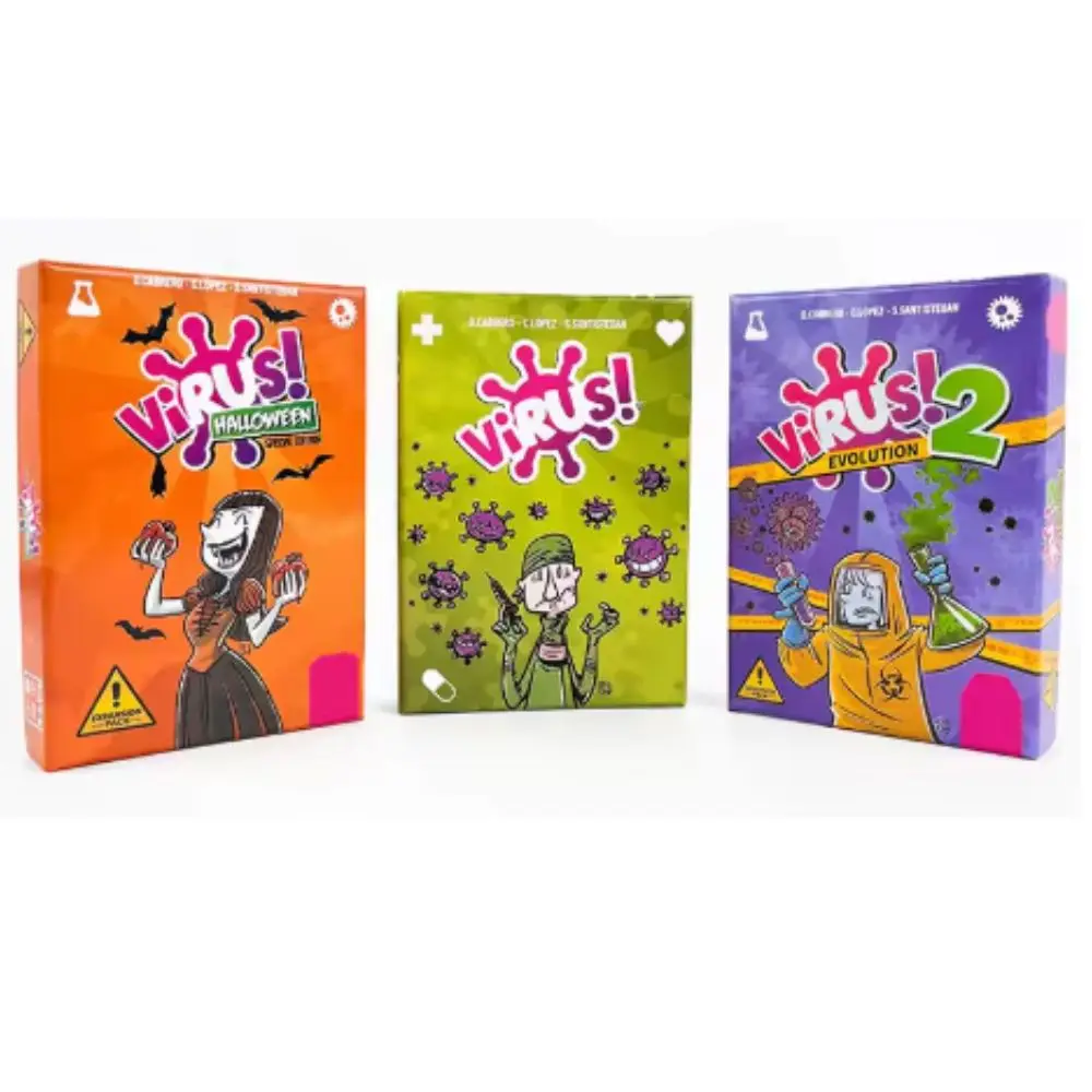 لعبة اللوحة Virus 1 2 3: لعبة ممتعة مثالية للحفلات العائلية باللغة الإسبانية والإنجليزية