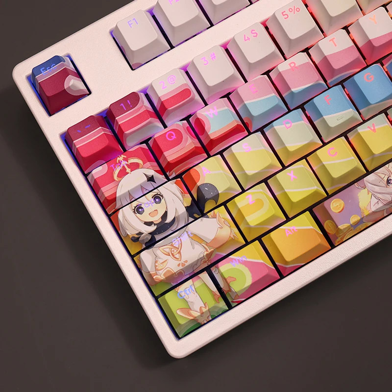 108 Keys/Set Genshin Impact Paimon PBT Anime Gaming Girl Cute Custom DIY Keycap for Cherry Profile MX Switch Mechanical Keyboard