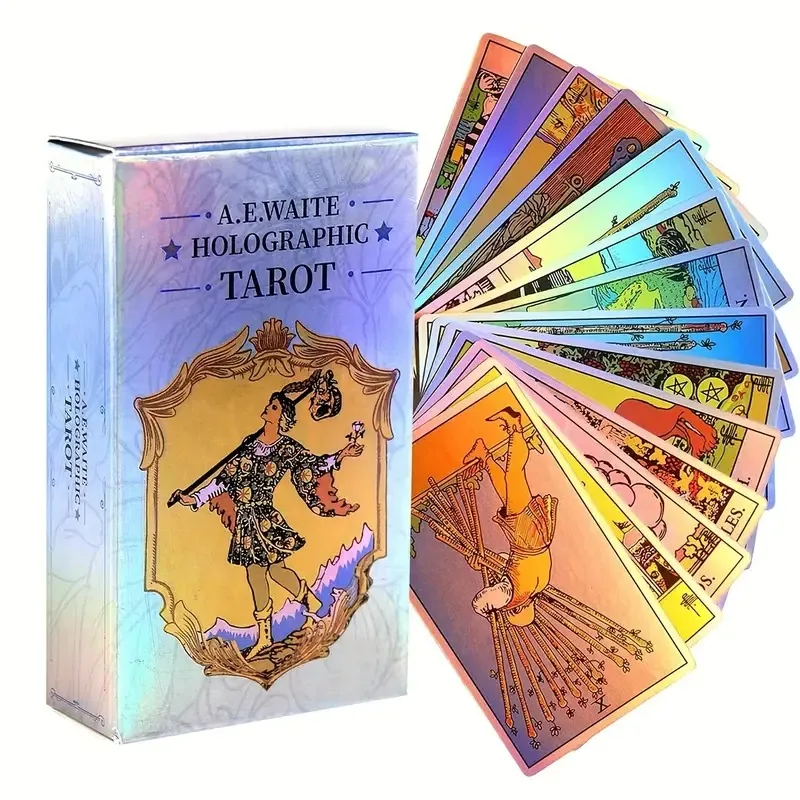 1 Box Classic Tarot Card Board Game With Holographic Flash Cards Holographic Waite Tarot Cards Deck for Beginners And Collectors