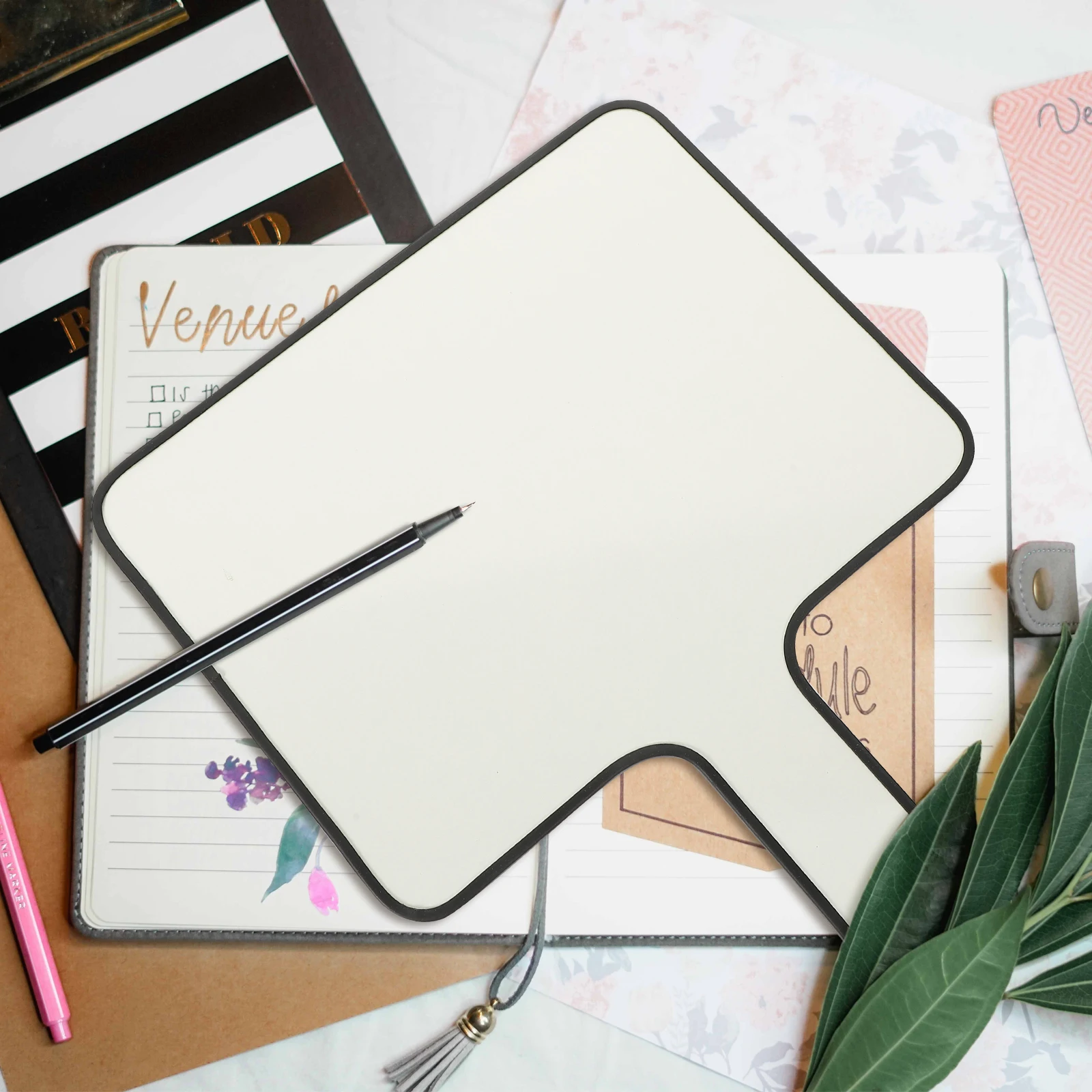 1pc Handheld White Board Quick Response Answer Paddle Writeable Teaching Tool Classroom Activities Smooth Edges Double