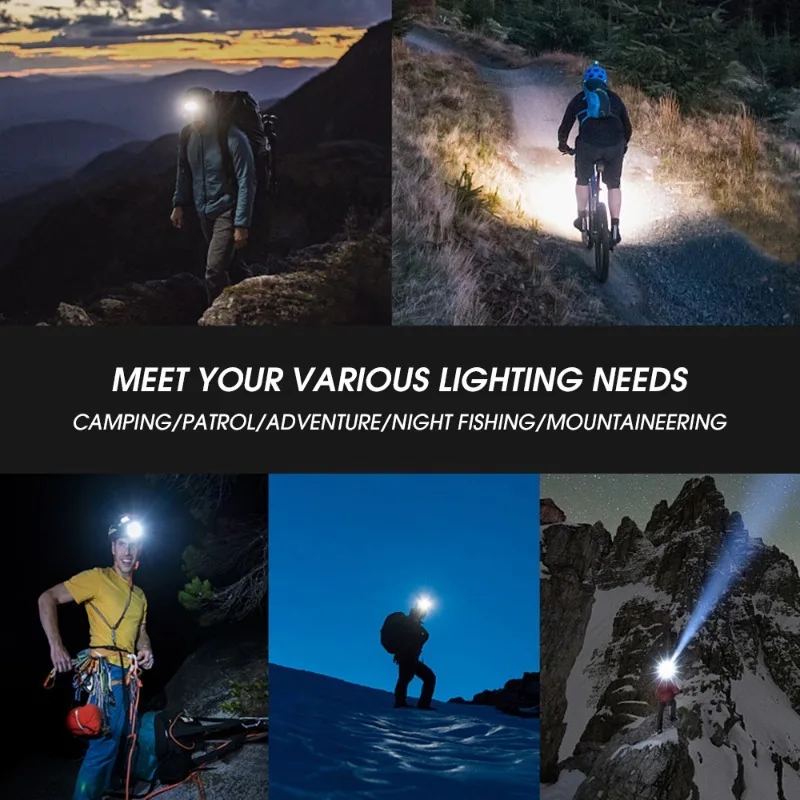 COB LED Headlamp Induction Head Lamp USB Rechargeable Head Flashlight Outdoor Camping Waterproof Fishing Sensor Work Flashlight